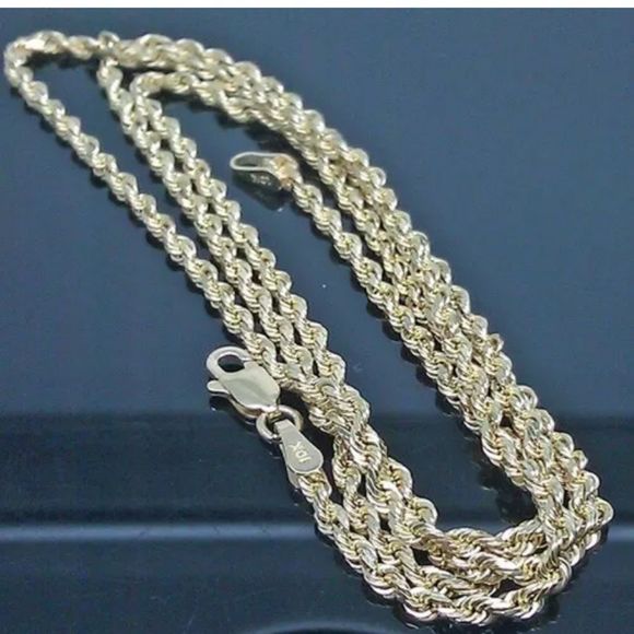 REAL GOLD 3MM Rope Chain Diamond Cut 20” NEW
